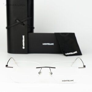 Montblanc Men Eyeglasses Ruthenium Demo Rectangle MB0075O 001 NEW AUTHENTIC